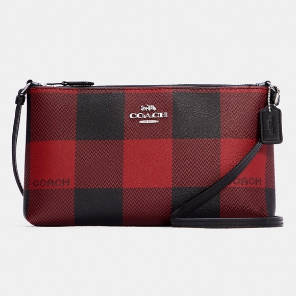 Zip Top Crossbody With Buffalo Plaid Print - Picture 1 of 6